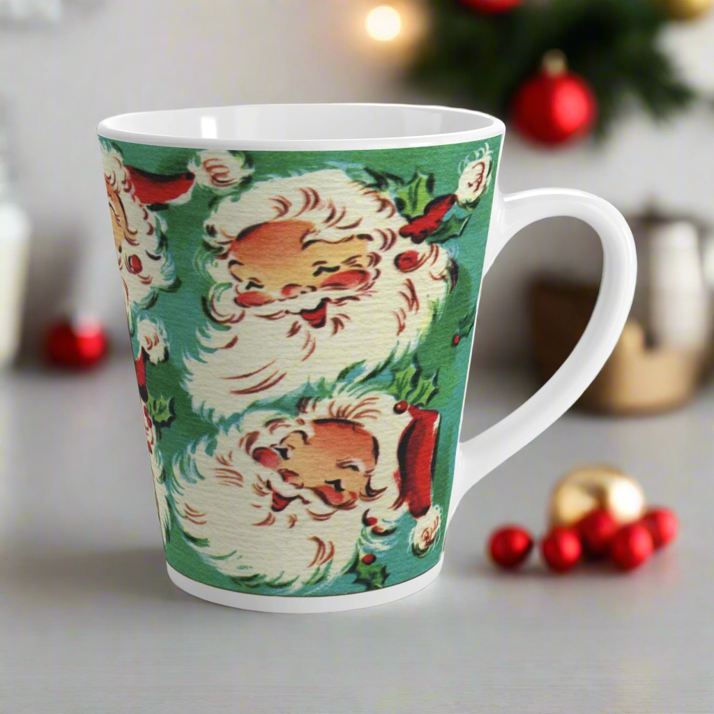 Cute Laughing Santas Retro Christmas Latte Coffee Mug