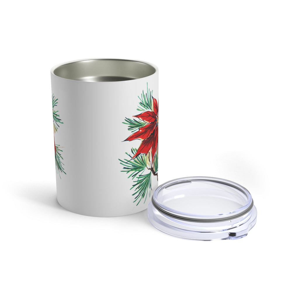 Christmas Poinsettia Vintage Retro Christmas Print Stainless Steel Tumbler 10oz