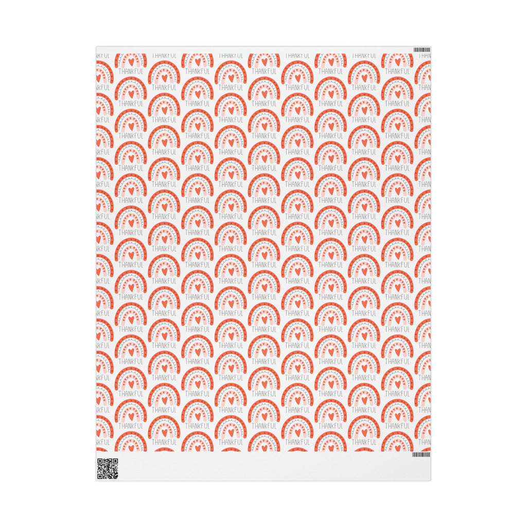 Thankful Boho Rainbow Friendsgiving Thanksgiving Thank You Print Holiday Gift Wrap Paper - Glossy Or Matte