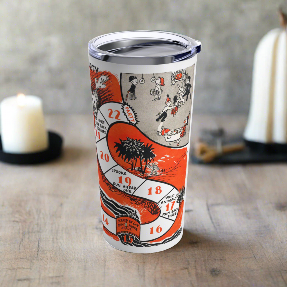 Halloween Party Board Game Retro Halloween Print Stainless Steel Tumbler 20oz