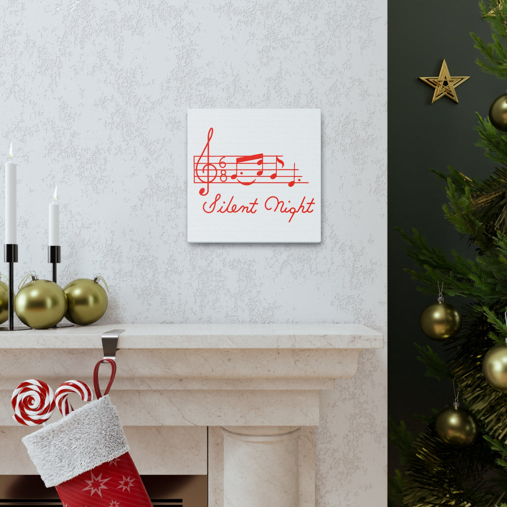 Silent Night Music 50s Mid Century Retro Christmas Print Canvas Gallery Wrap