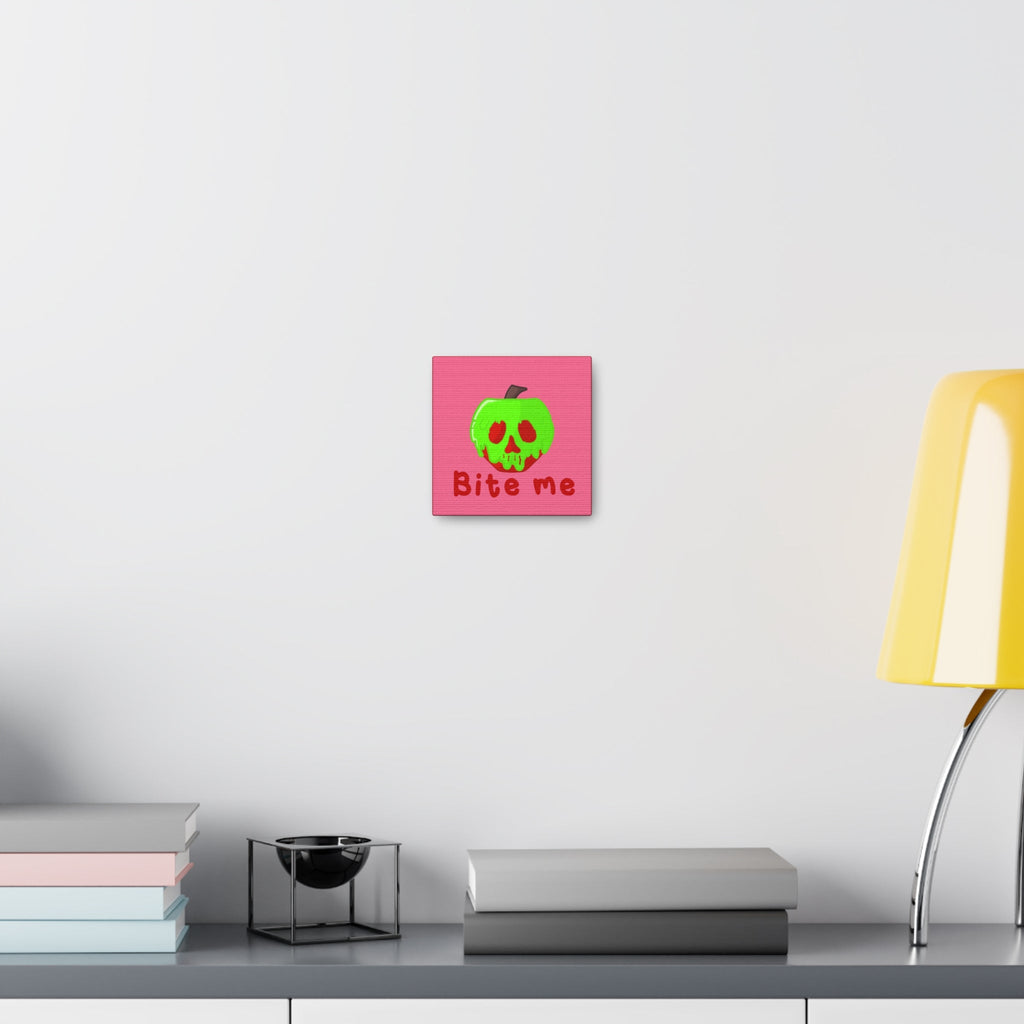 Bite Me Poison Apple Halloween Canvas Gallery Wraps - Pink