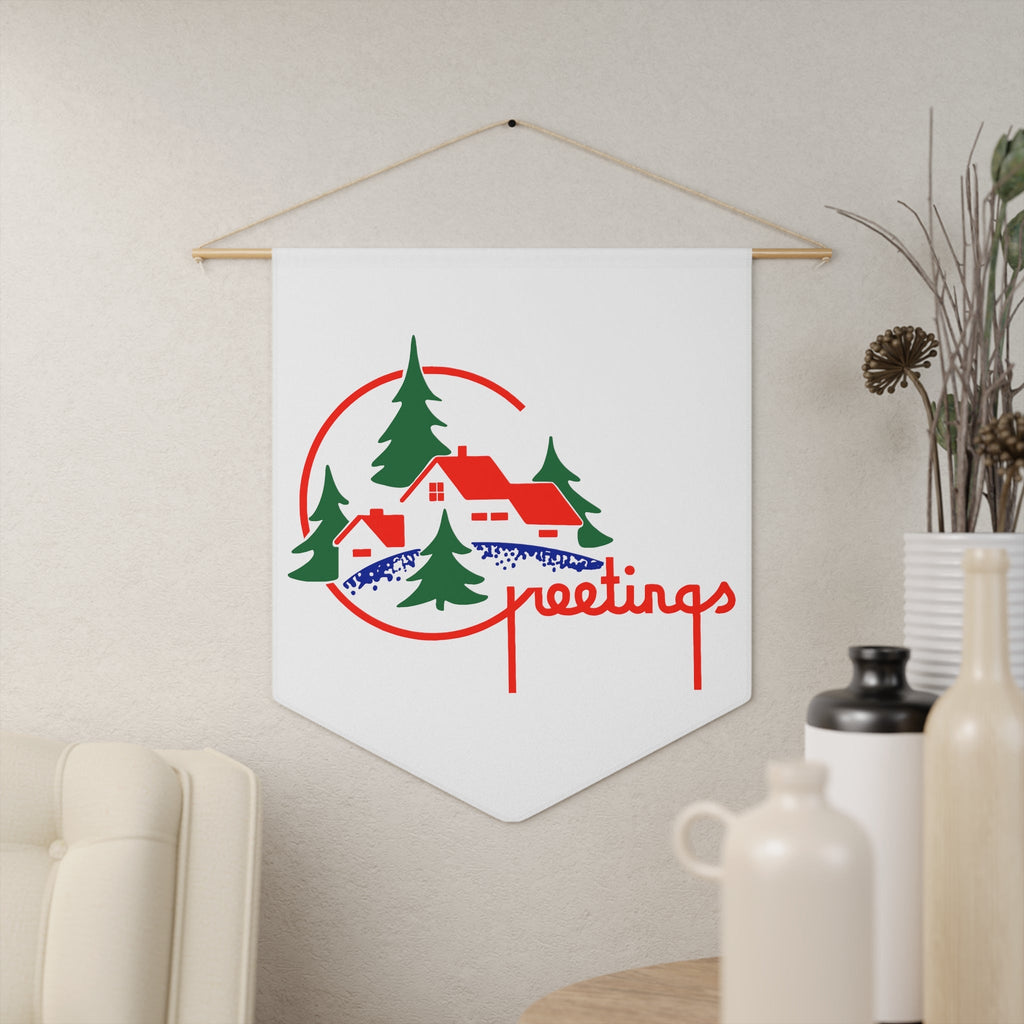 Greetings Retro Christmas Print Wall Hanging Banner Flag