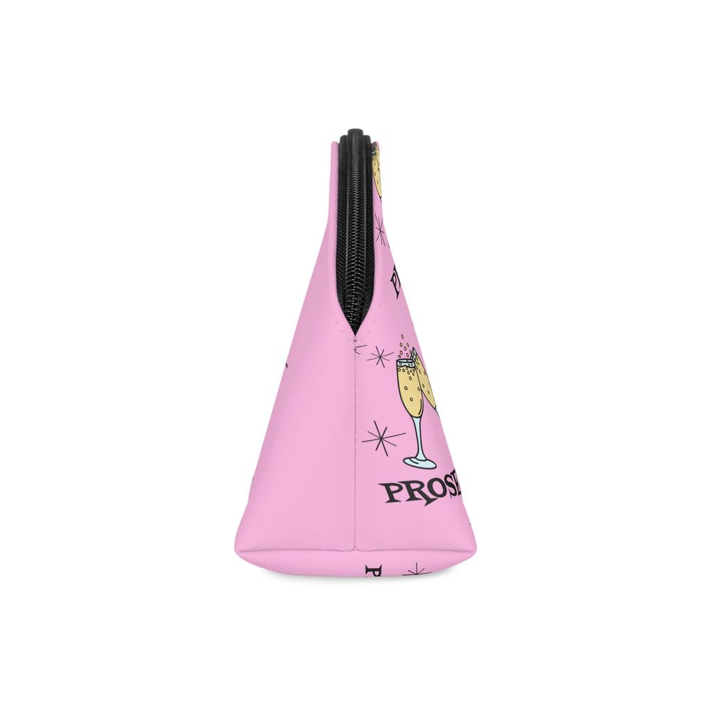 Prosecco Cocktails Pink Atomic Mid Century Retro Style Cosmetic Makeup Travel Bag