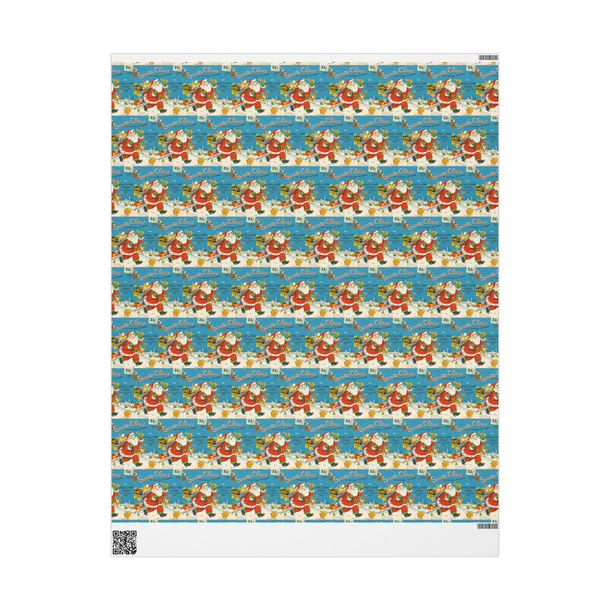 Santa Claus Is Coming To Town Record Cover Mid Century Retro Christmas Print Holiday Gift Wrap Paper - Glossy Or Matte