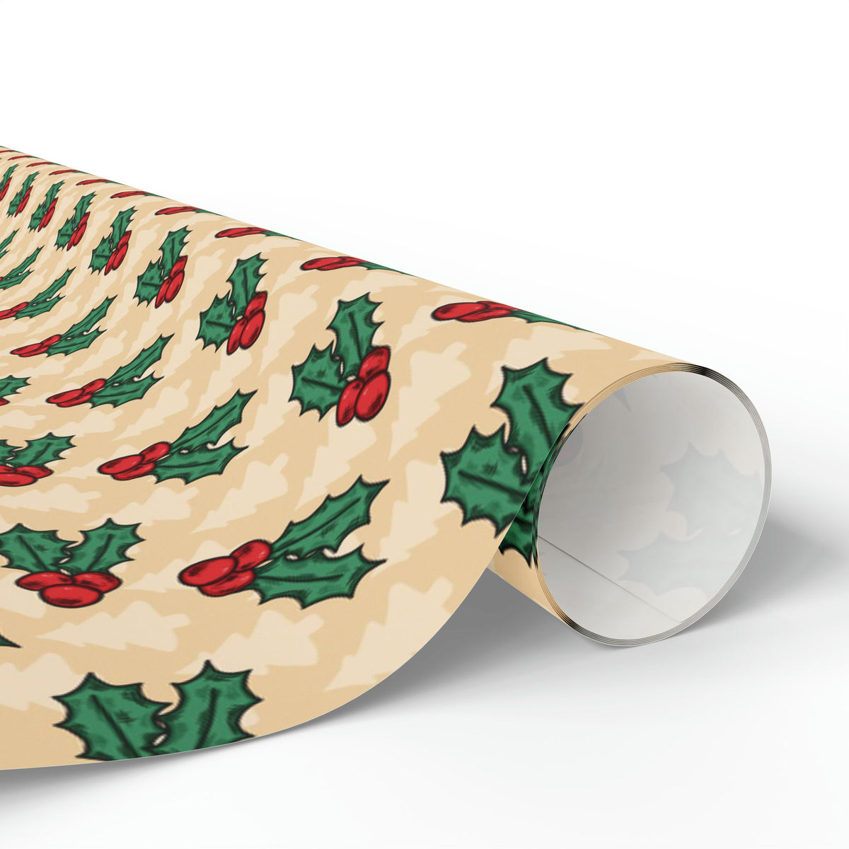 Cute Christmas Holly Trees Winter Christmas Print Holiday Gift Wrap Paper - Glossy Or Matte