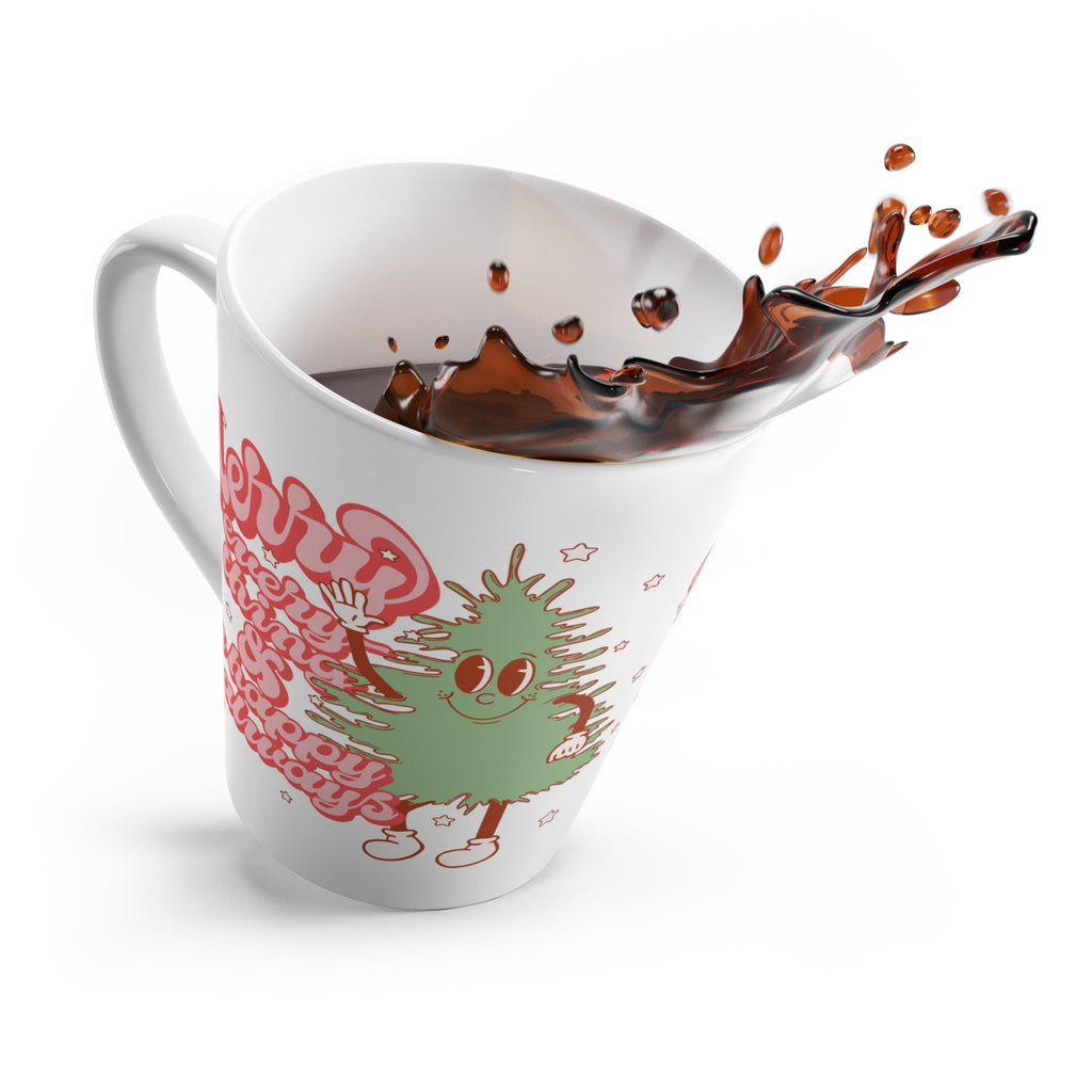 Merry Everything And Happy Always Cute Christmas Tree Retro Style Christmas Print Latte Coffee Mug