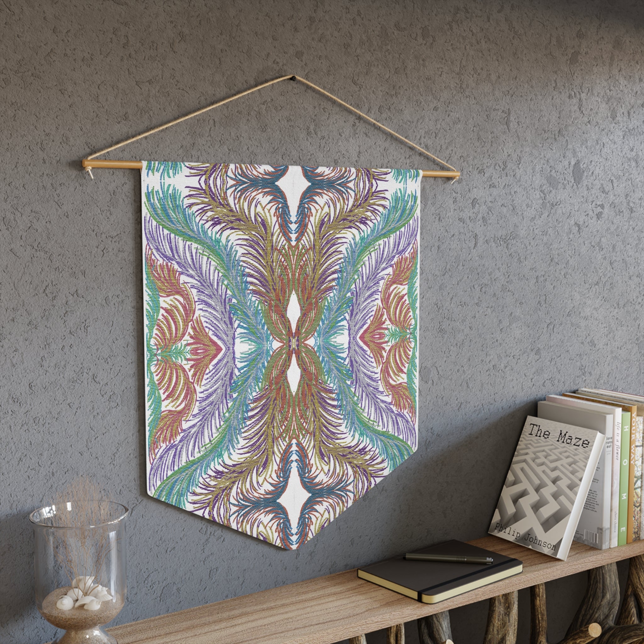 Space Feathers Mosaic Caden Caraco Art Print Wall Hanging Banner Flag