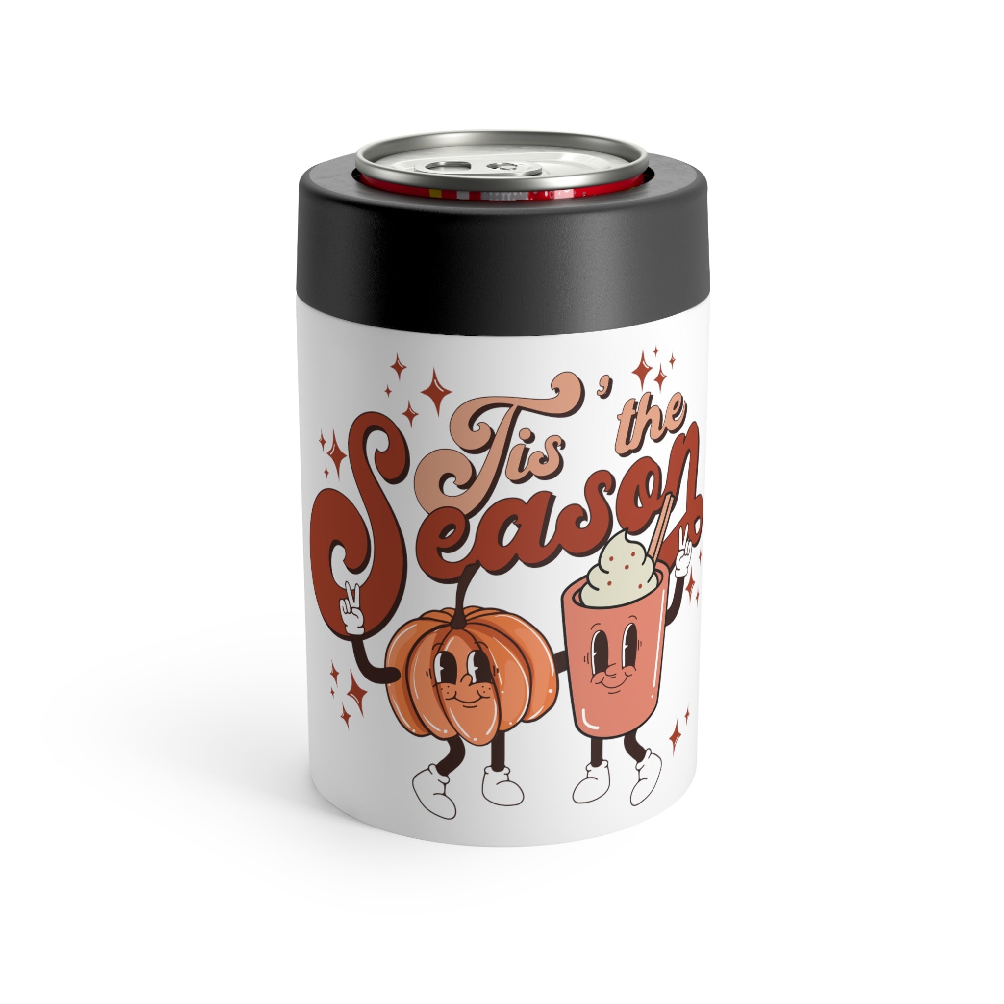 Tis The Season For Pumpkin Spice Retro Style Autumn Fall Lined Stainless Steel Can Holder