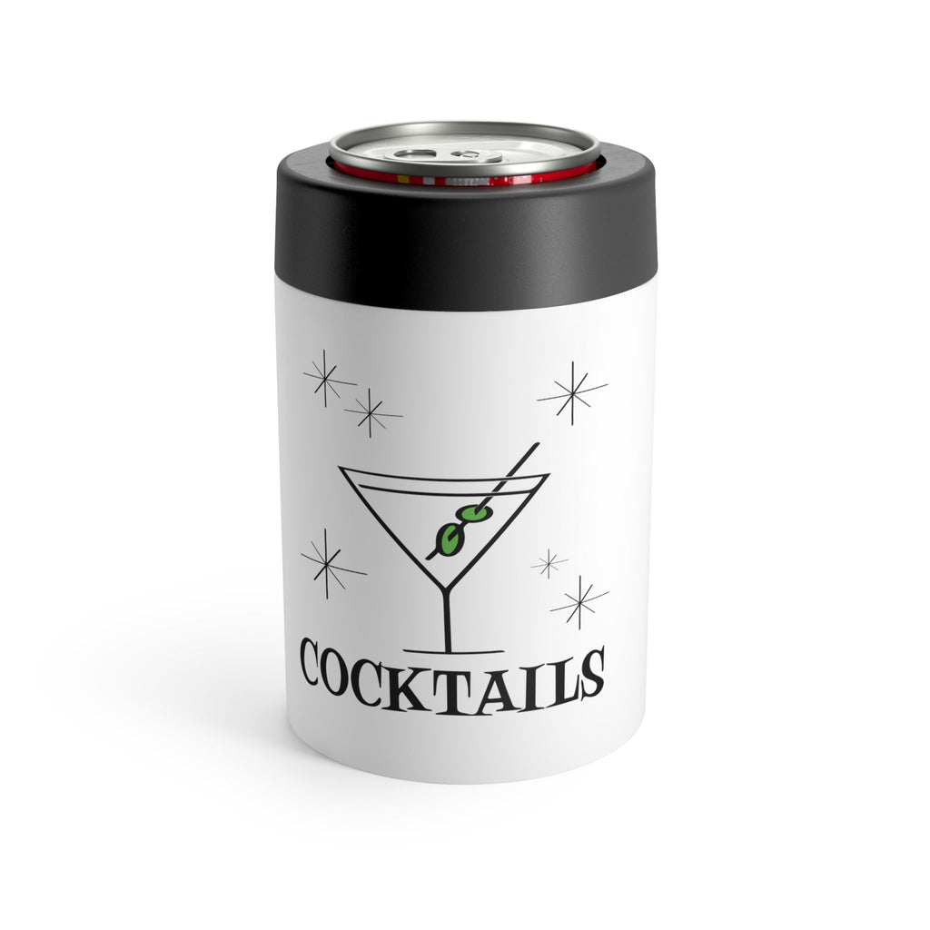 Martini Cocktails Atomic Retro Style Print Lined Stainless Steel Can Holder