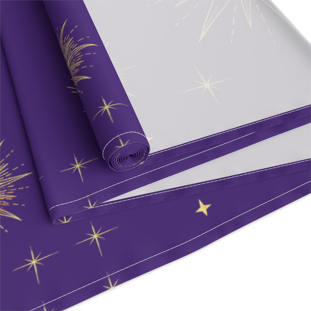 Celestial Gold Sun Stars Tarot Purple Cotton Poly Table Runner