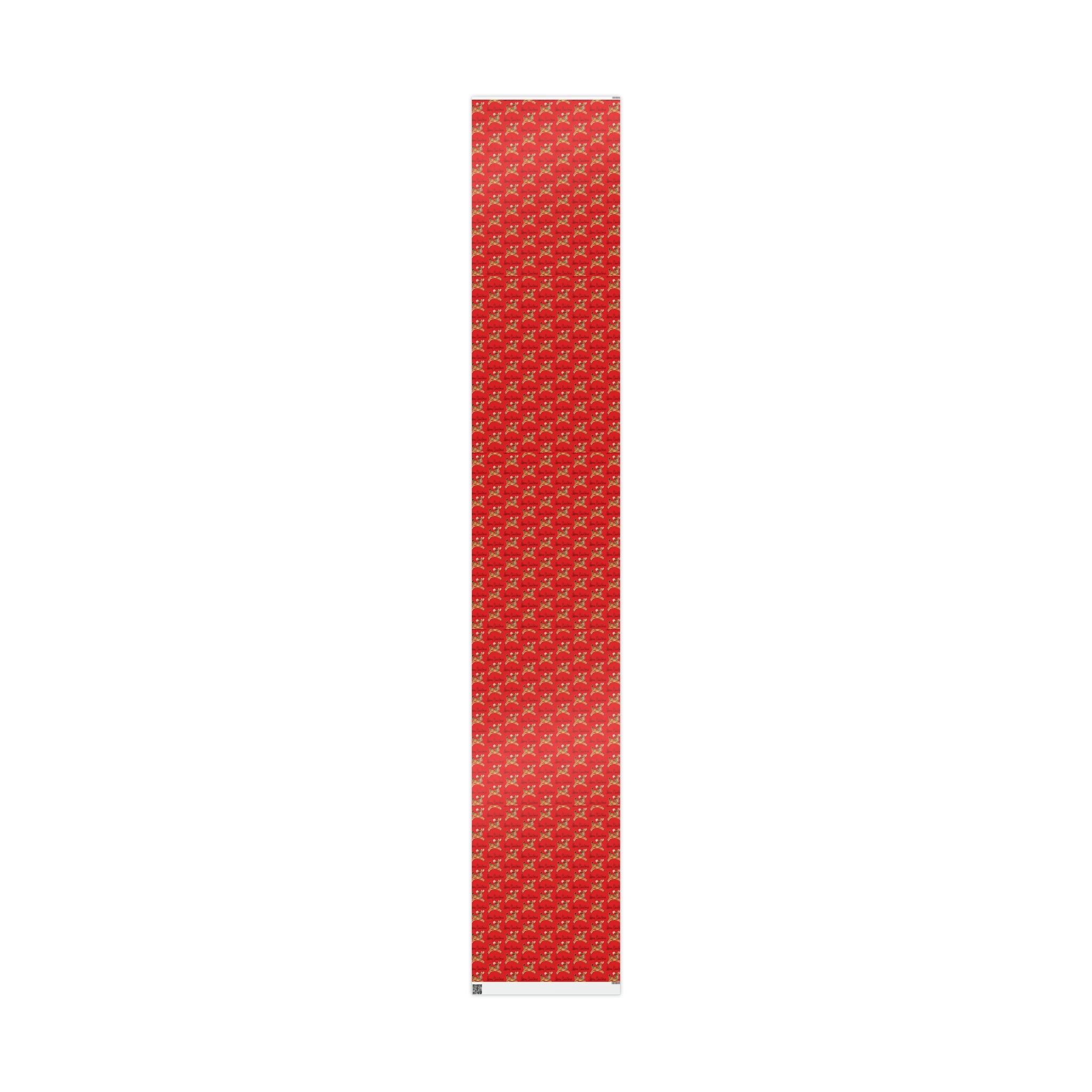 Merry Christmas Leaping Reindeer Red Mid Century Retro Christmas Print Holiday Gift Wrap Paper - Glossy Or Matte