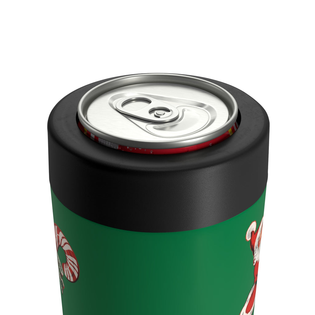Hi Santa On Candy Cane Mid Century Retro Christmas Print Stainless Steel Can Holder
