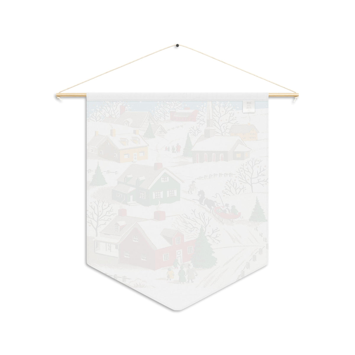 Winter Village Town Retro Christmas Print Wall Hanging Banner Flag