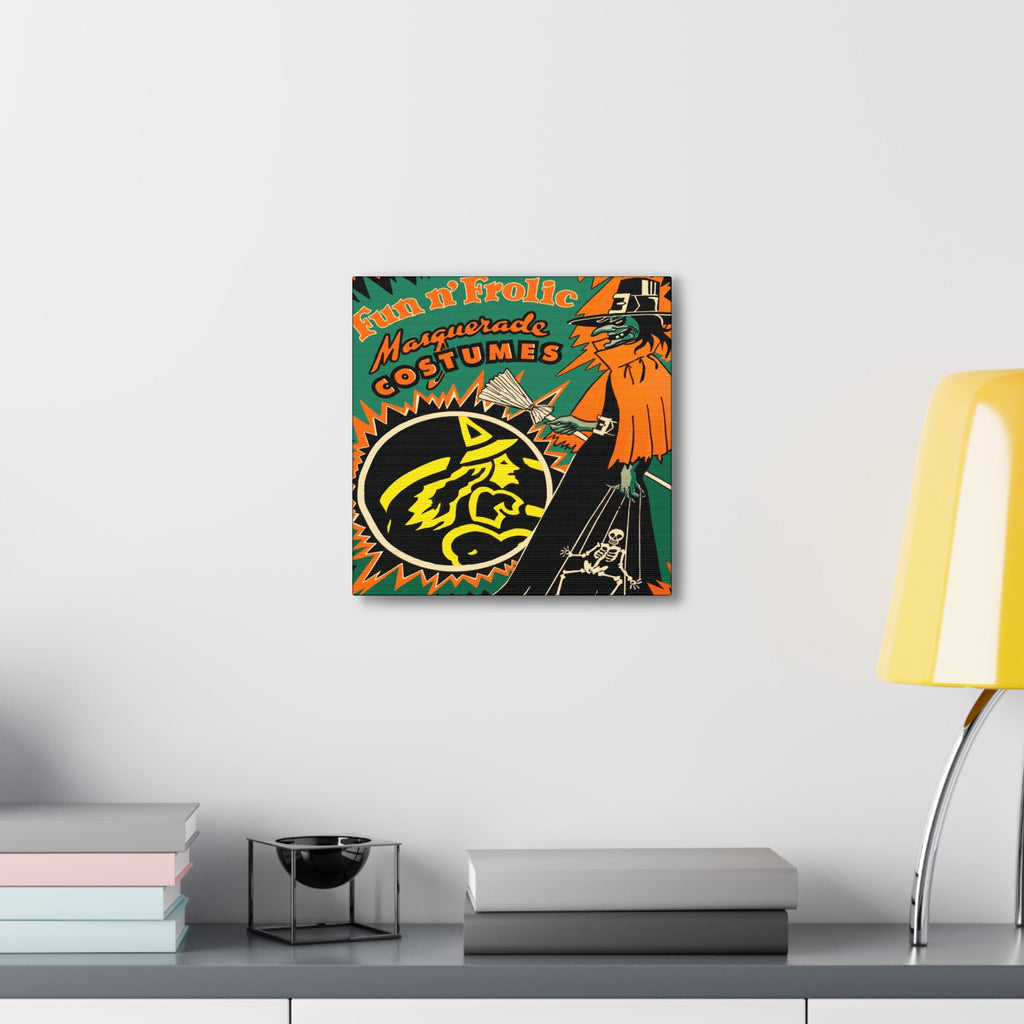 Fun N' Frolic Masquerade Costume Green Witch Halloween Retro Print Canvas Gallery Wraps