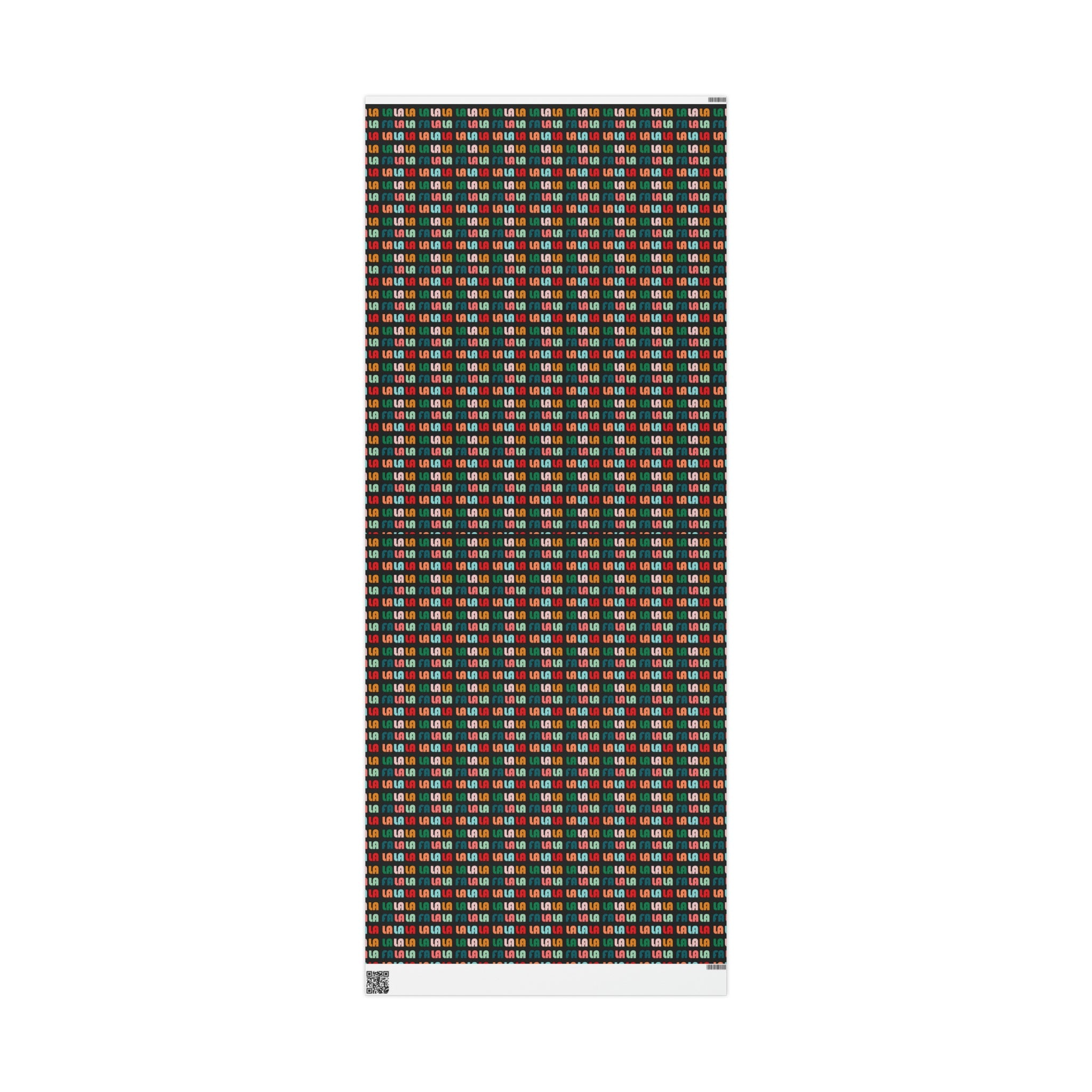 Fa La La La Black Retro Style Christmas Print Holiday Gift Wrap Paper - Glossy Or Matte