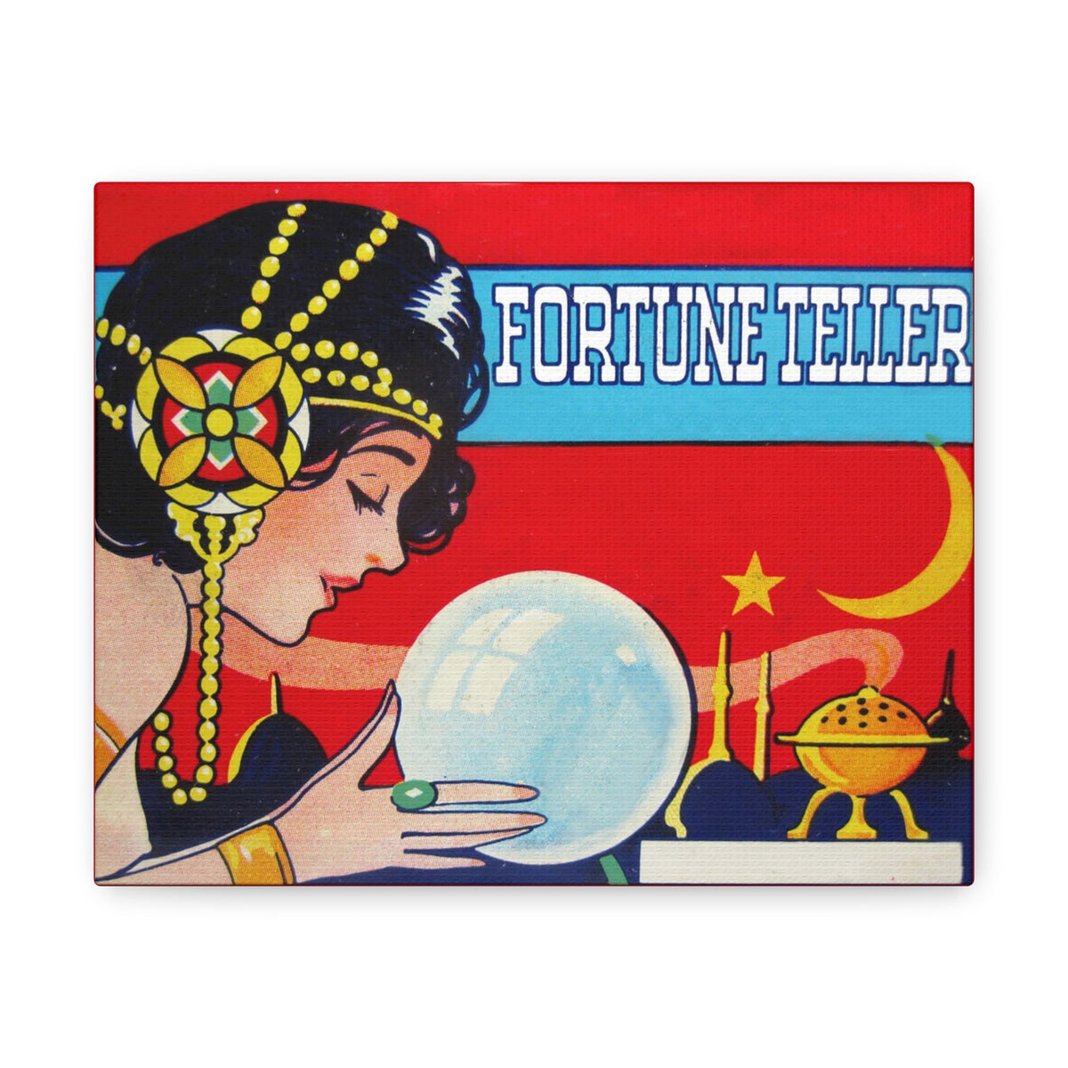 Fortune Teller Celestial Crystal Ball Retro Print Canvas Gallery Wrap