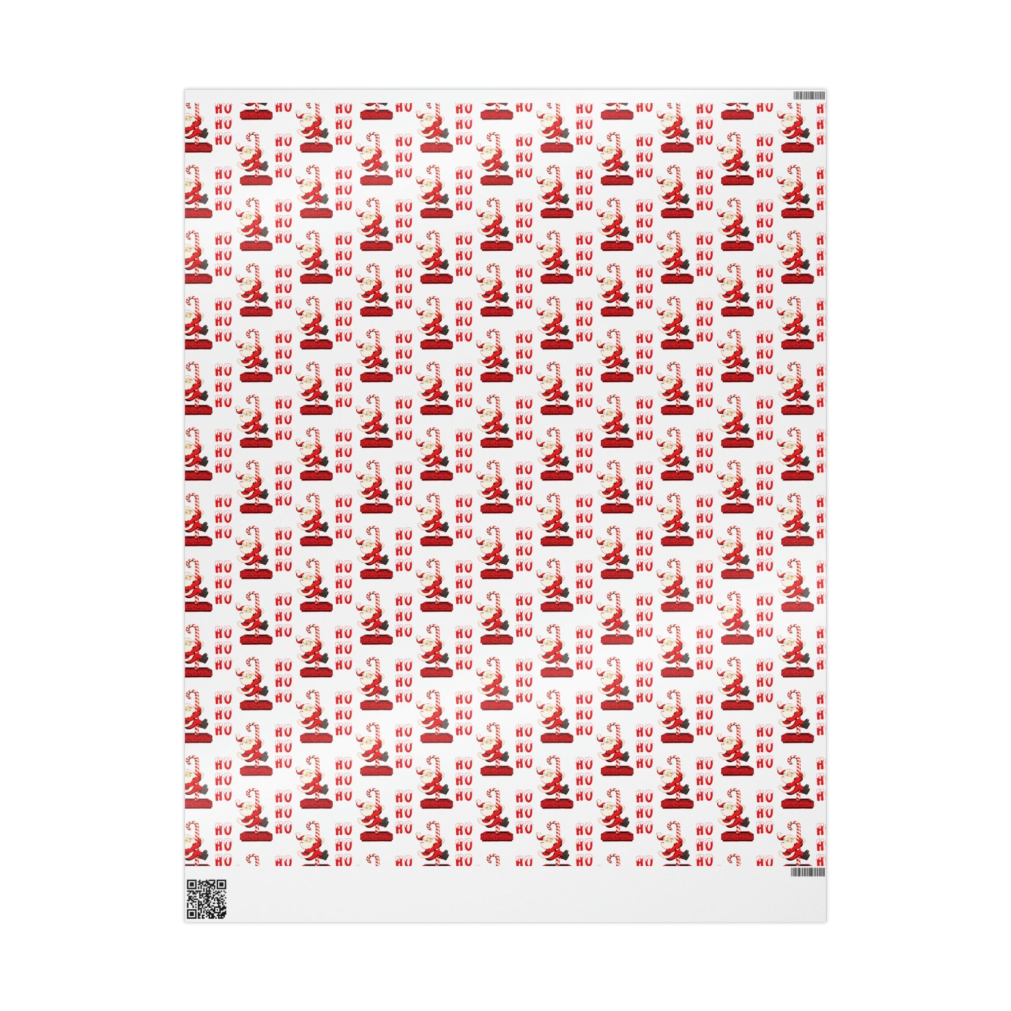 Ho Ho Ho Santa Sliding Down Candy Cane Chimney Mid Century Retro Style Holiday Gift Wrap Paper - Glossy Or Matte