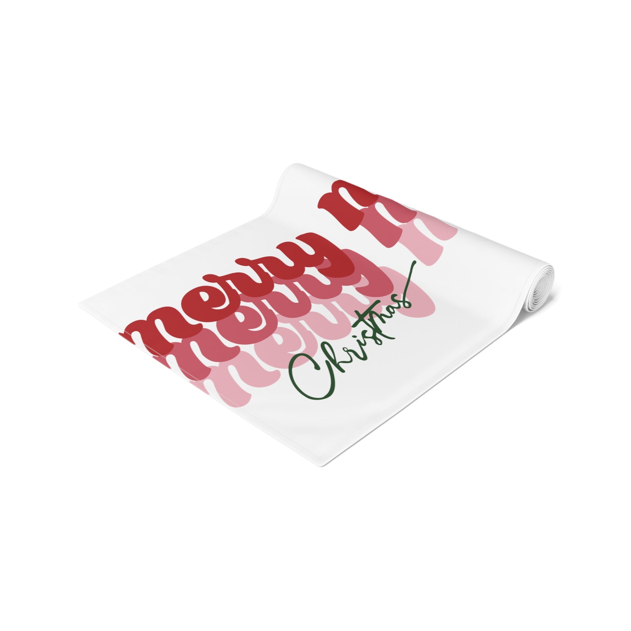 Merry Merry Merry Christmas Retro Style Christmas Print Home Decor Cotton Poly Table Runner