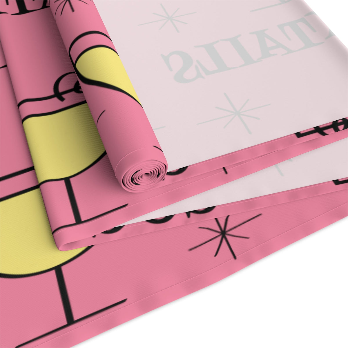 Cocktails Pink Atomic Mid Century Retro Style Design Cotton Poly Table Runner