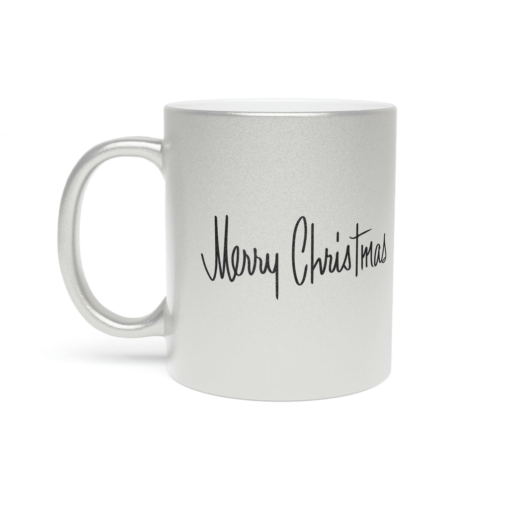 Merry Christmas Silver Mid Century Retro Christmas Print Metallic Mug