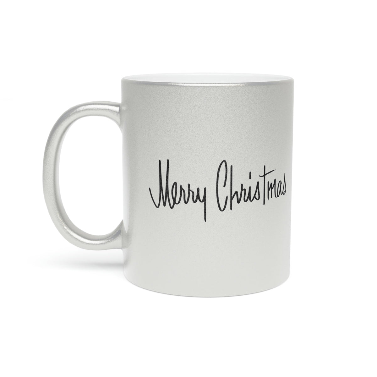 Merry Christmas Silver Mid Century Retro Christmas Print Metallic Mug