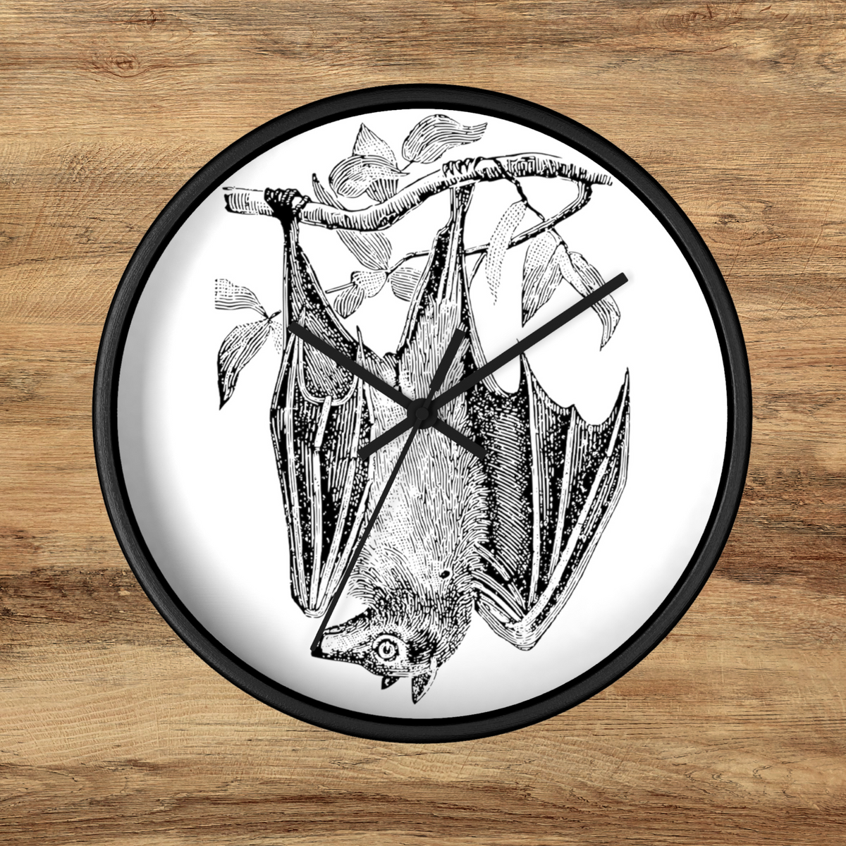 Retro Bat Print Halloween Fall Decor Wall Clock