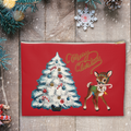 Merry Christmas Reindeer Tree Red Retro Christmas Print Polyester Accessory Pouch Travel Bag