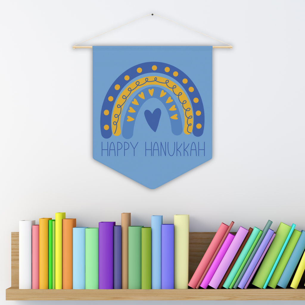 Happy Hanukkah Blue Wall Hanging Banner Flag