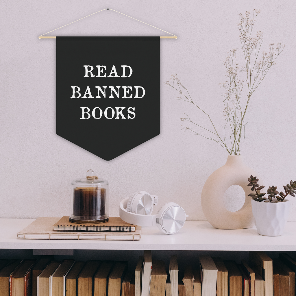Read Banned Books Wall Hanging Pennant Banner Flag
