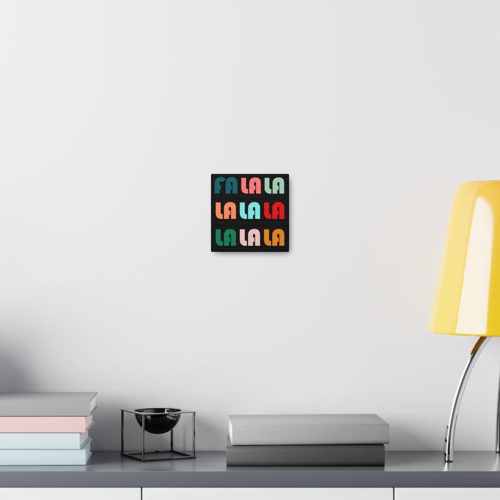 Fa La La La Christmas Retro Style  Black Canvas Gallery Wraps
