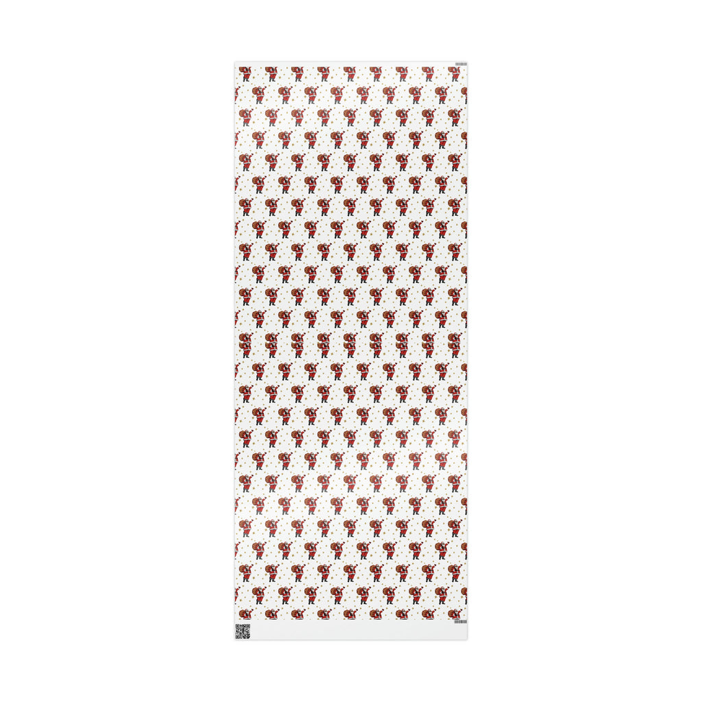 Santa Gold Stars Mid Century Retro Christmas Print Holiday Gift Wrap Paper - Glossy Or Matte