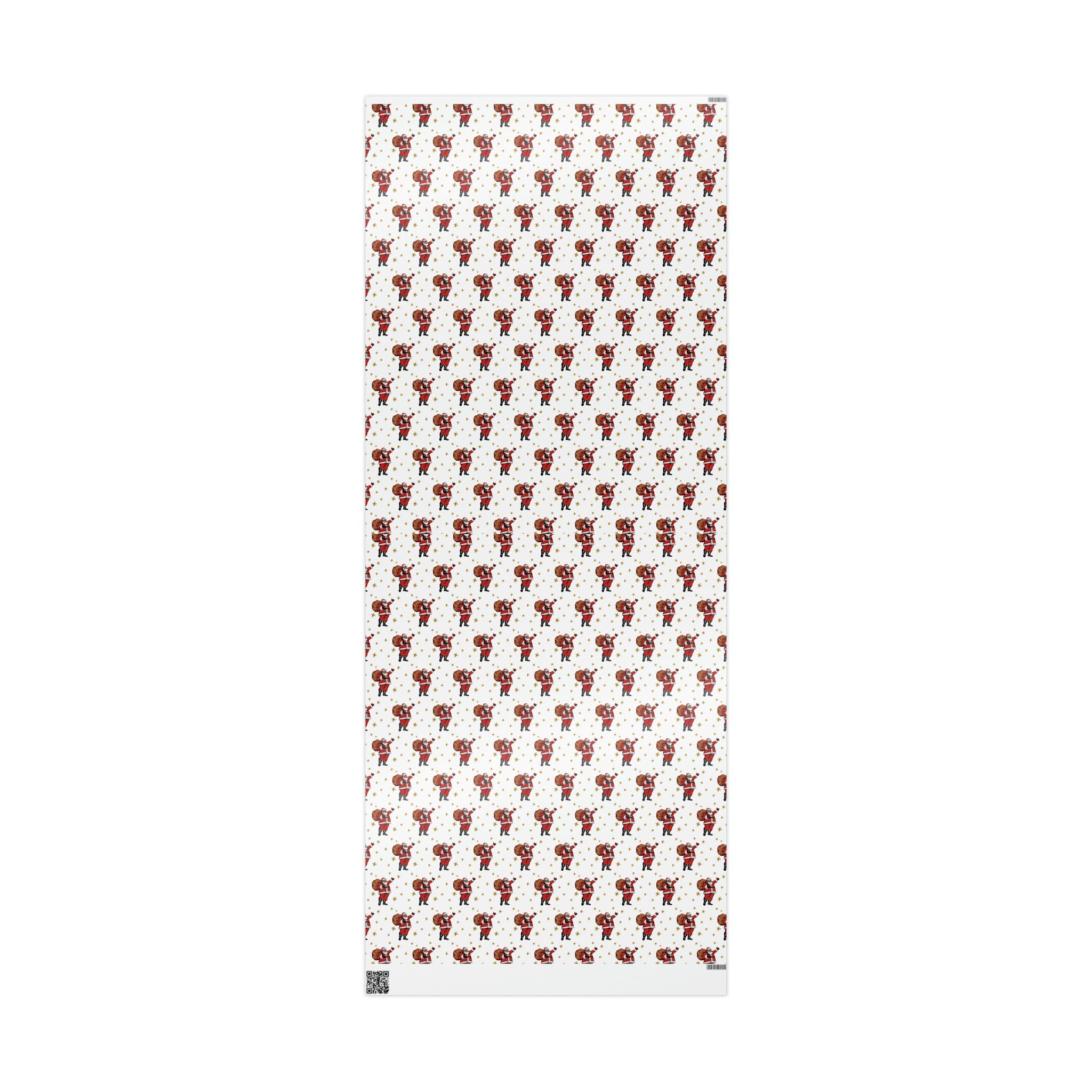 Santa Gold Stars Mid Century Retro Christmas Print Holiday Gift Wrap Paper - Glossy Or Matte