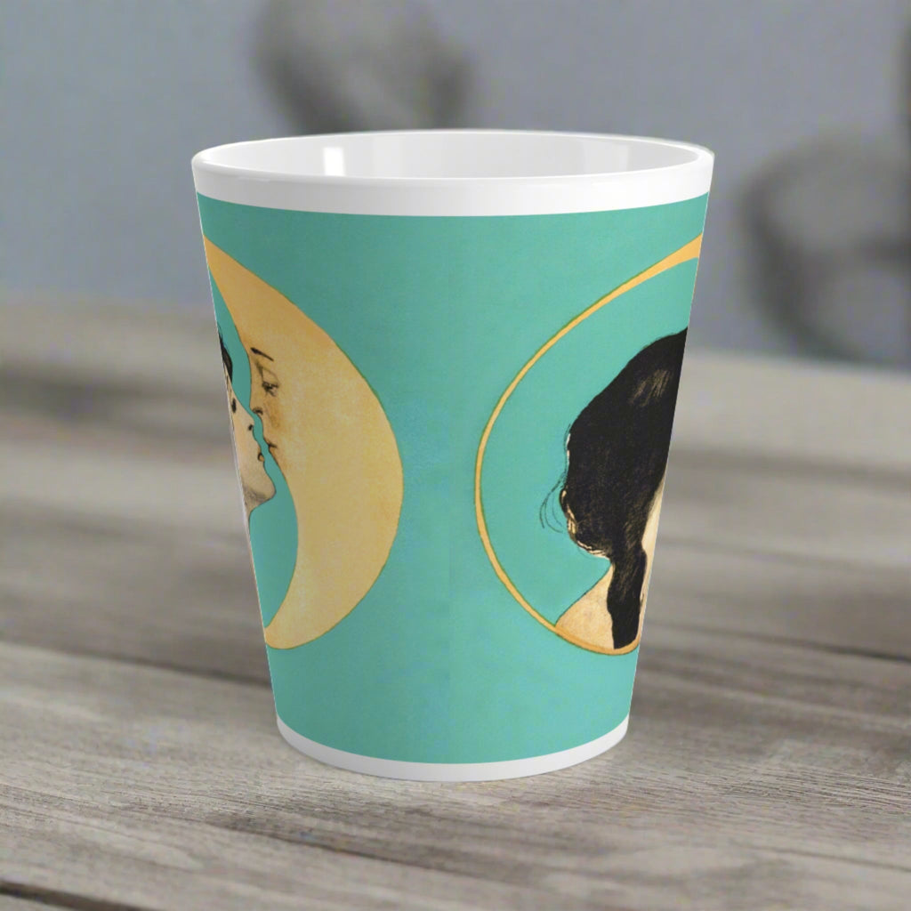 Woman Kissing The Moon Retro Celestial Latte Coffee Mug