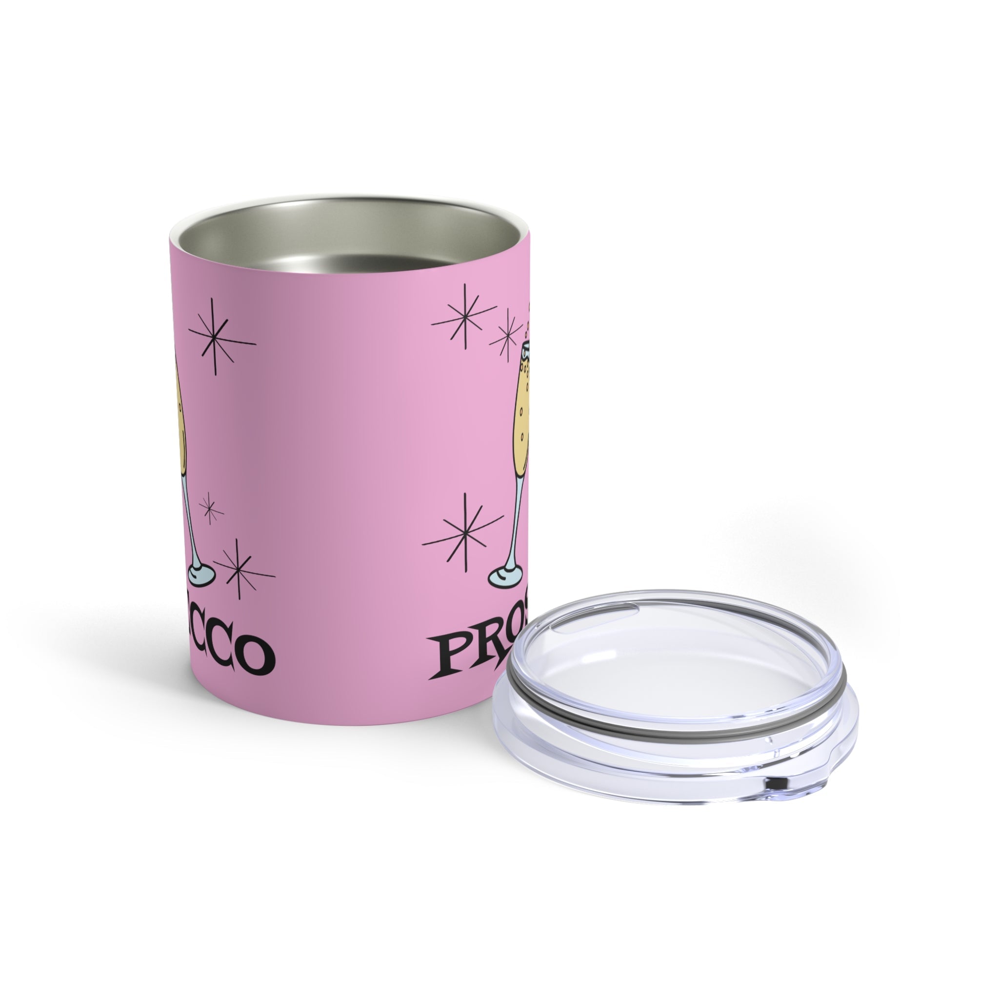 Prosecco Cocktails Mid Century Retro Style Stainless Steel Tumbler 10oz