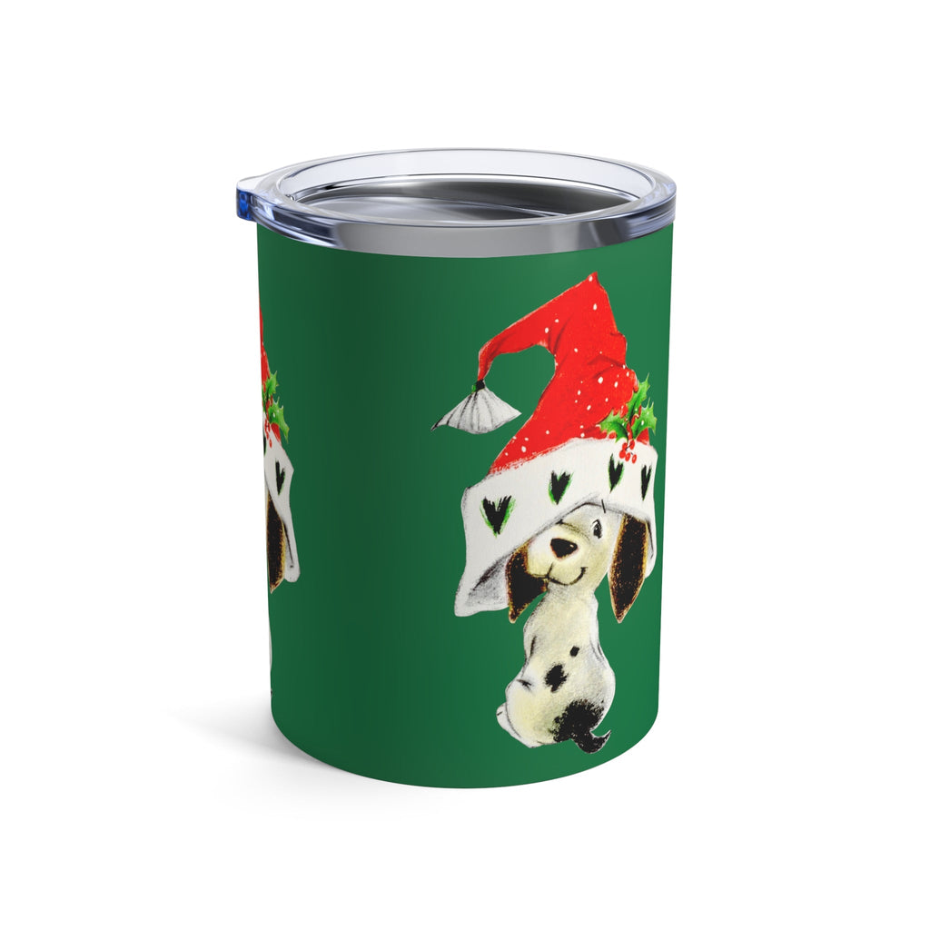 Christmas Dalmation Puppy In Santa Hat Retro Christmas Print Stainless Steel Tumbler 10oz
