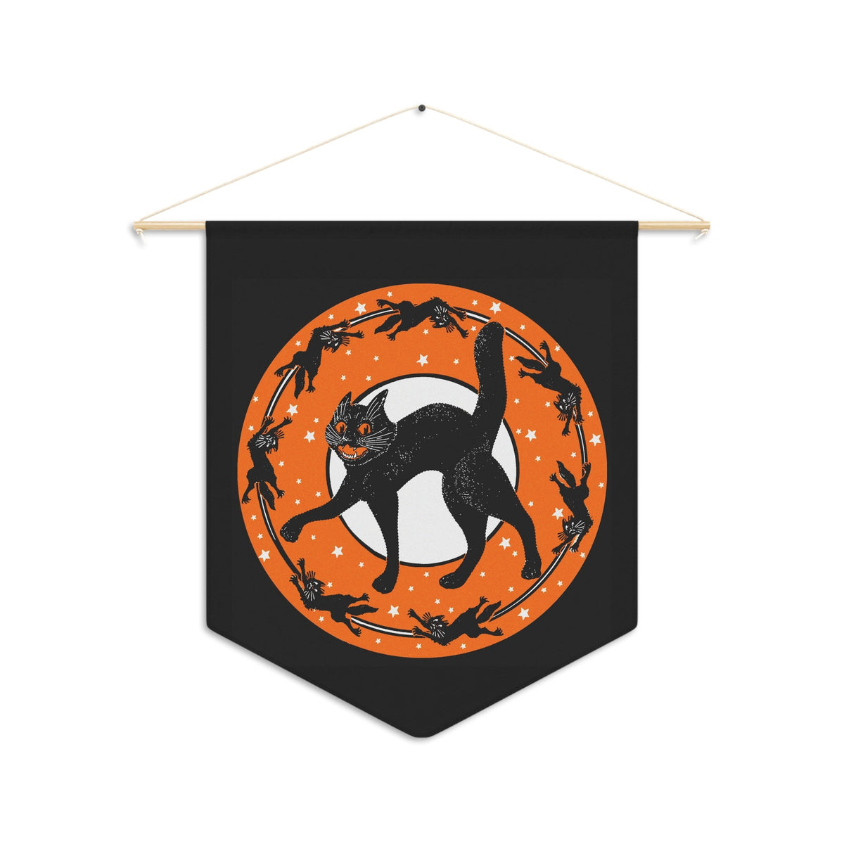 Black Cats Retro Halloween Print Decor Print Wall Hanging Banner Flag