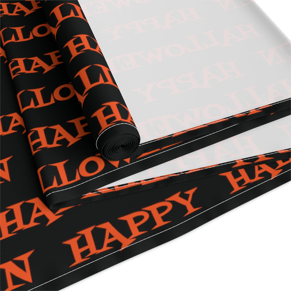 Happy Halloween Atomic Mid Century Retro Style Fall Autumn Halloween Decor Cotton Poly Table Runner