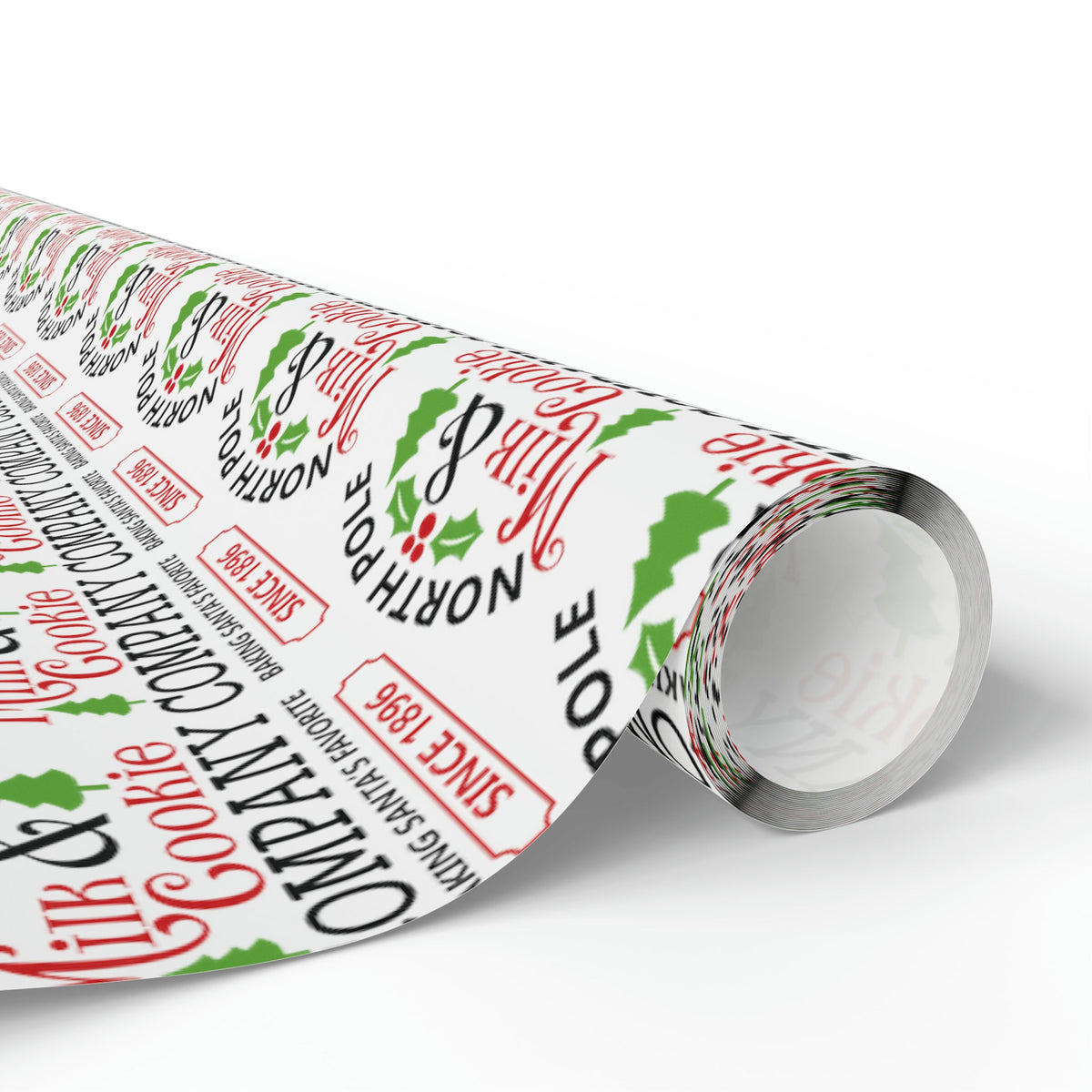 North Pole Milk And Cookie Company Christmas Print Holiday Gift Wrap Paper - Glossy Or Matte