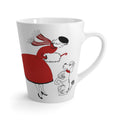Christmas Lady With Poodle Mid Century Retro Christmas Print Latte Coffee Mug