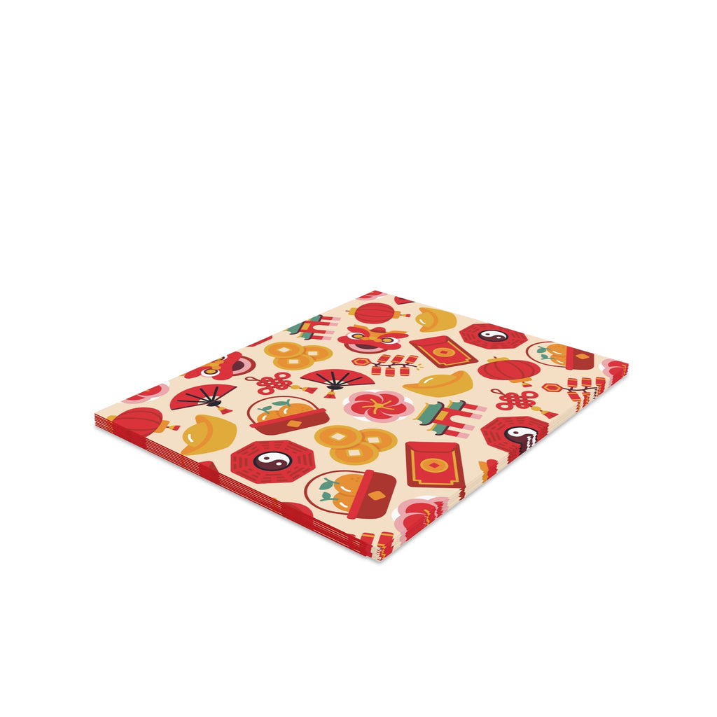 Lunar New Year Of The Dragon Spring Festival Holiday Matte Greeting Cards (8, 16, and 24 pcs)