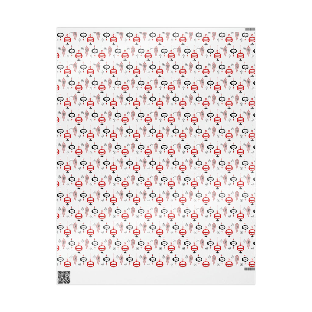 Retro Christmas Ornaments Mid Century Retro Christmas Print Holiday Gift Wrap Paper - Glossy Or Matte