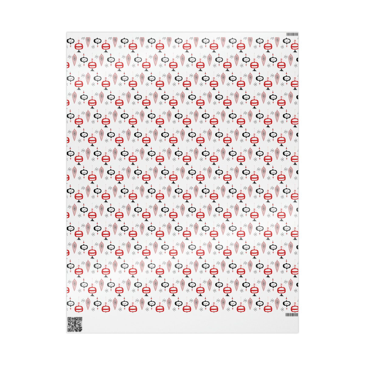 Retro Christmas Ornaments Mid Century Retro Christmas Print Holiday Gift Wrap Paper - Glossy Or Matte