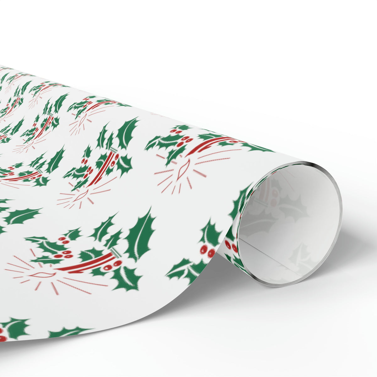 Christmas Candles With Holly Mid Century Retro Christmas Print Holiday Gift Wrap Paper - Glossy Or Matte