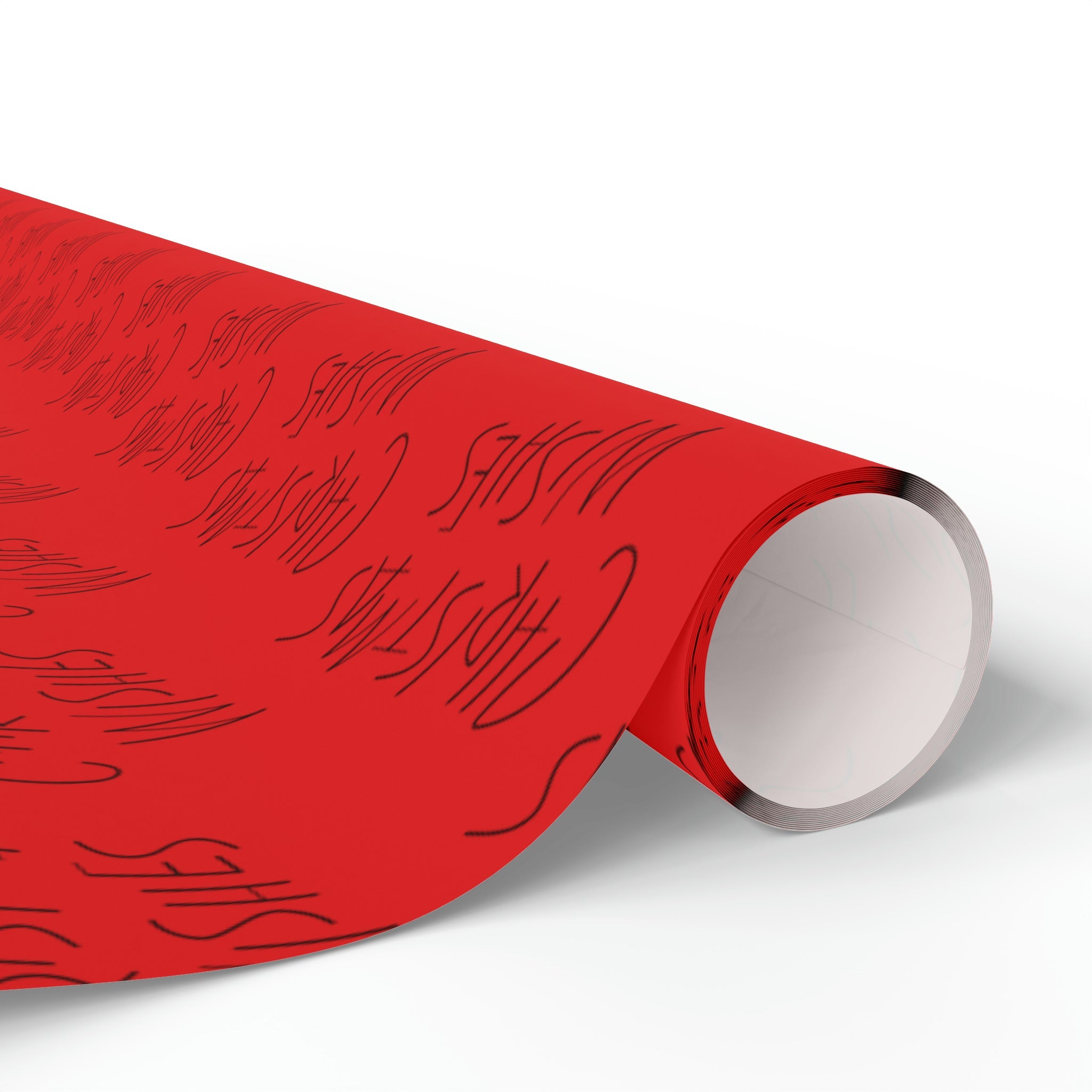 Christmas Wishes Red Mid Century Retro Christmas Print Holiday Gift Wrap Paper - Glossy Or Matte