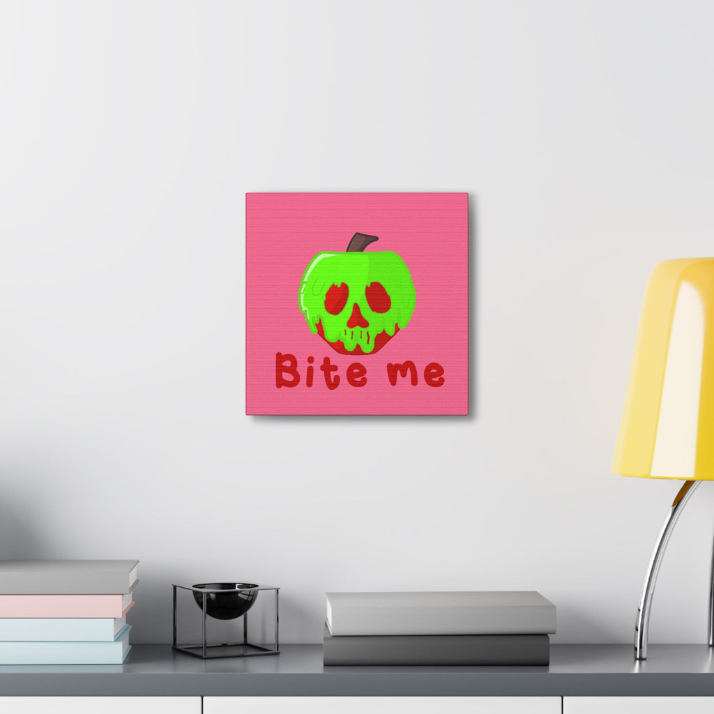Bite Me Poison Apple Halloween Canvas Gallery Wraps - Pink