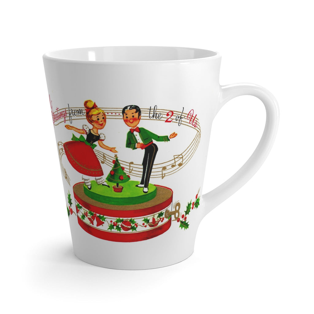 Greetings From The Two Of Us Christmas Couple Retro Mid Century Christmas Print Latte Coffee Mug