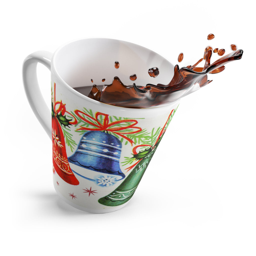Christmas Bells Retro Christmas Print Latte Mug