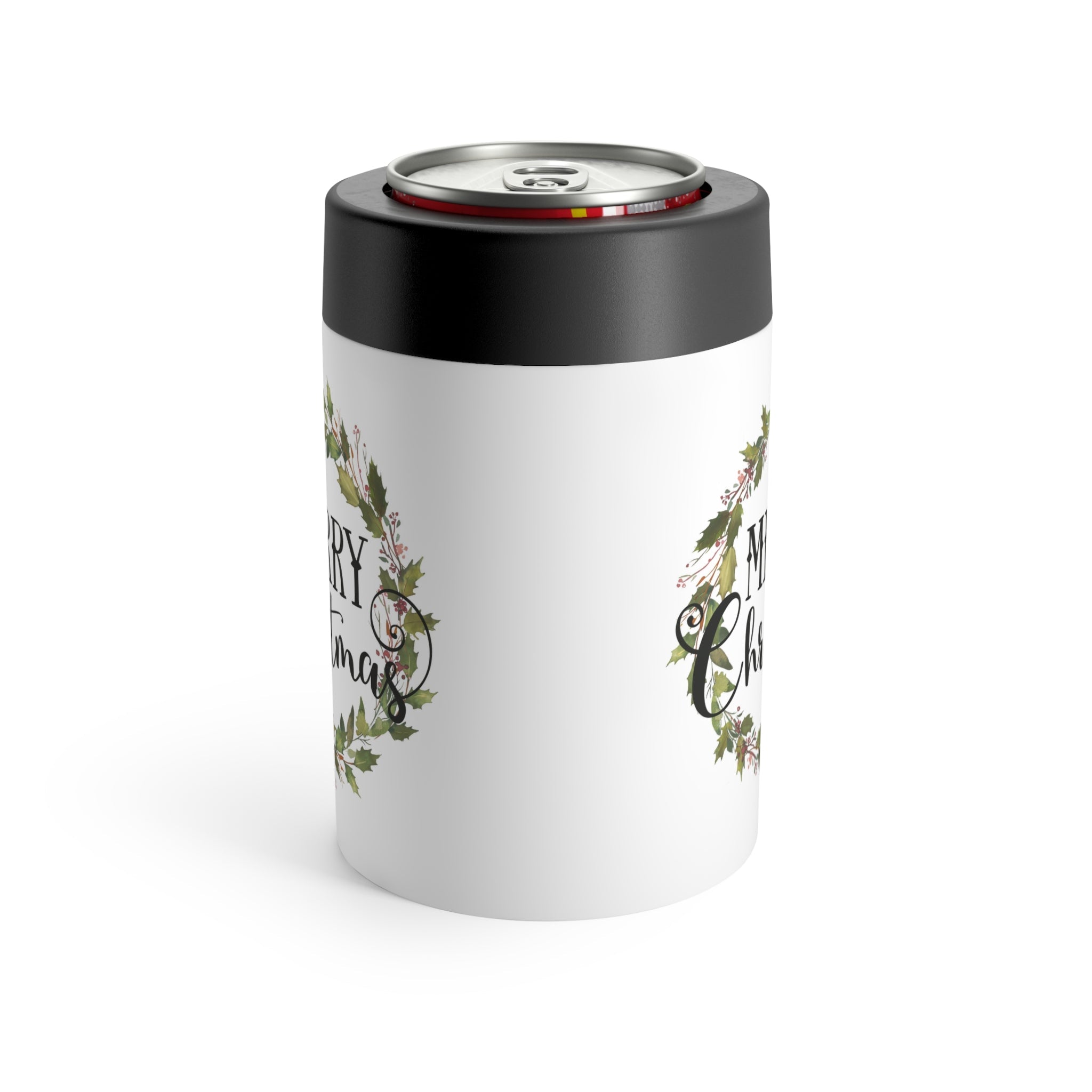 Merry Christmas Wreath Christmas Print Stainless Steel Can Holder