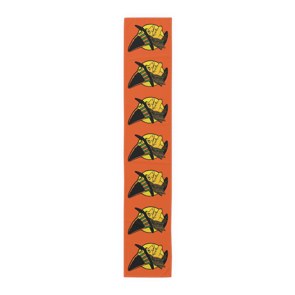 Halloween Witch Retro Halloween Print Orange Cotton Table Runner